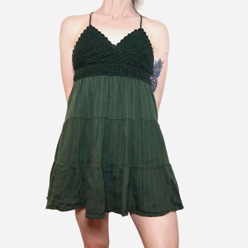 Aerie Textured Mini Sundress XS Green
